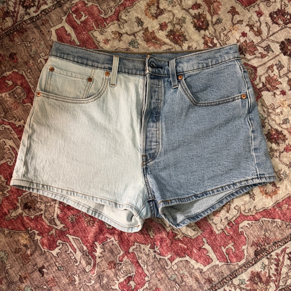 Levi's Two-Tone Blue Jean Shorts - Picture 2 of 10